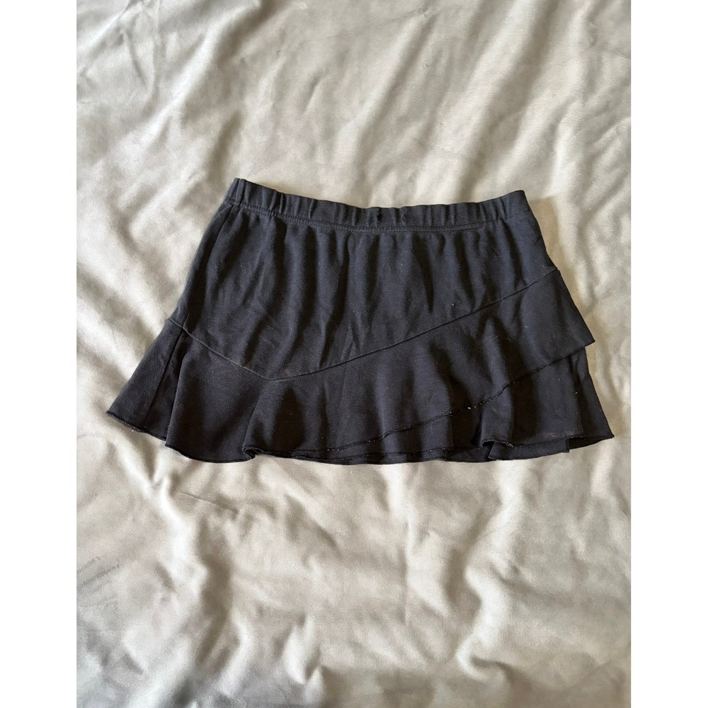 Energie Black Ruffle Mini Skirt‎ Elastic Waist Tiered Cotton Blend Size M